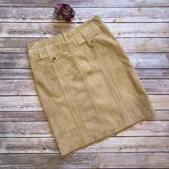 VS2 by Vakko Genuine Suede Skirt Camel Size 4 - Picture 2 of 5